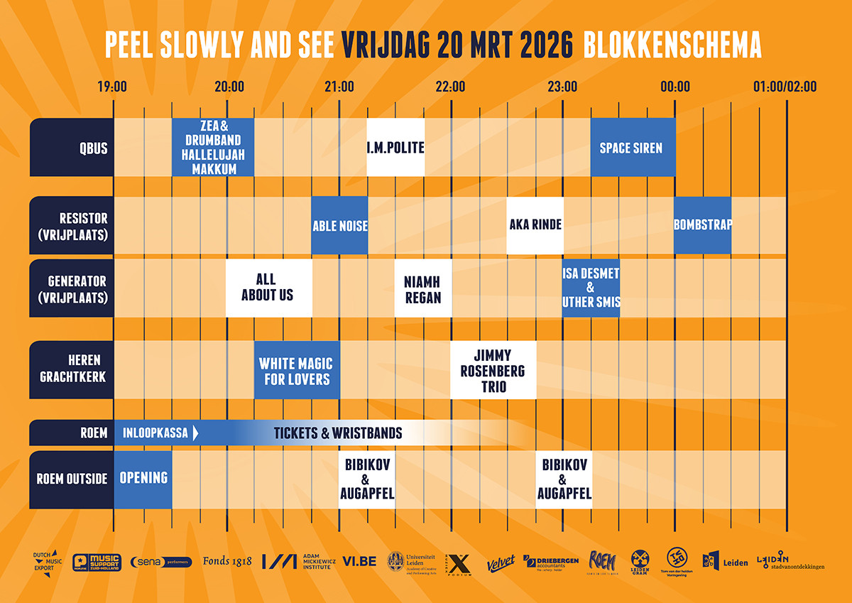 Timetable Friday 2026 - Peel Slowly and See